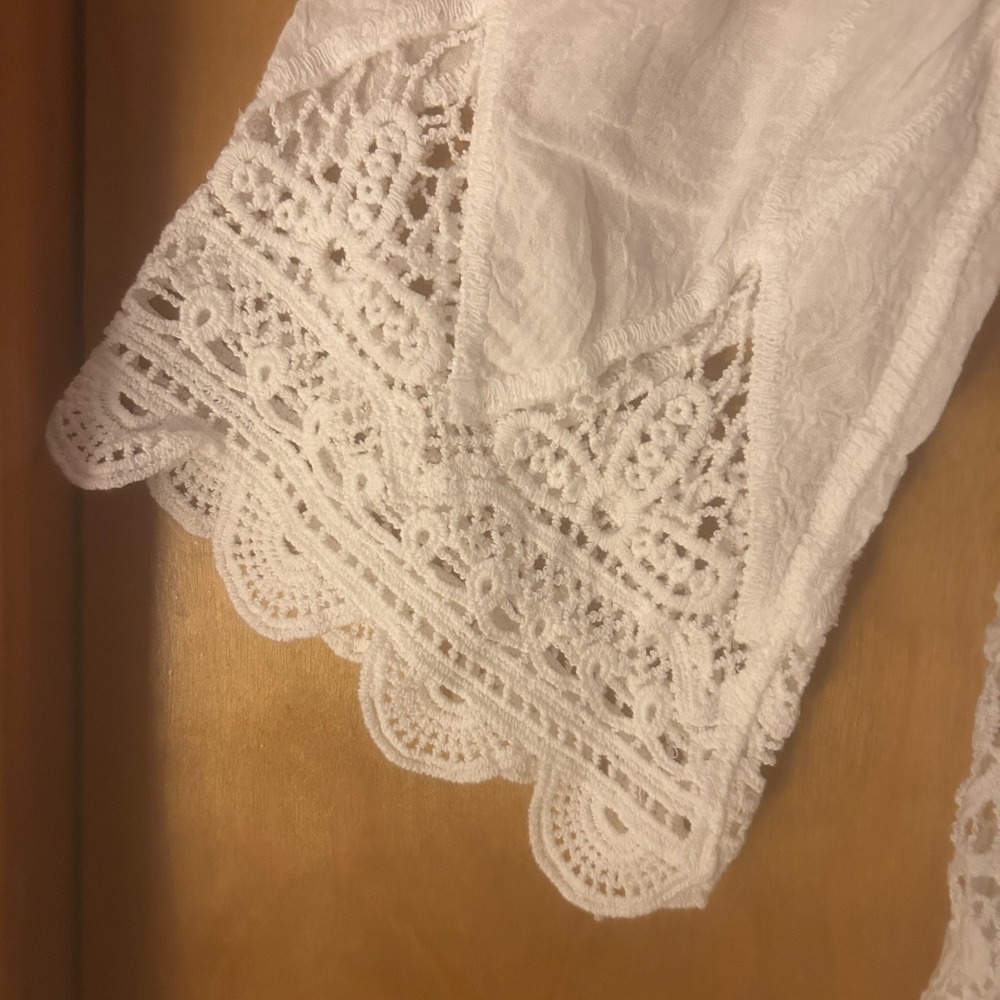 Unbranded Blouse Size M White Cotton Lace Crochet Tunic Cottagecore Angelcore - Picture 3 of 7